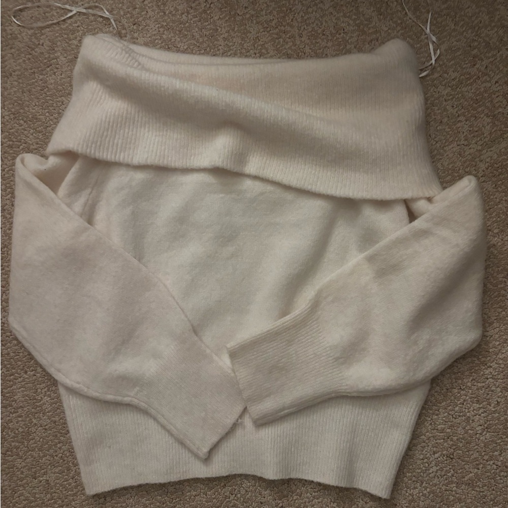 H&M Off-Shoulder Cream Sweater